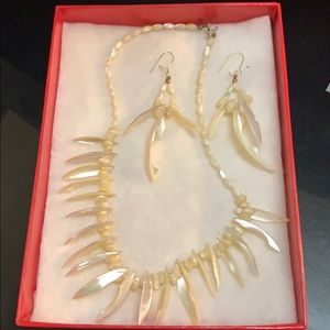 earrings and necklace